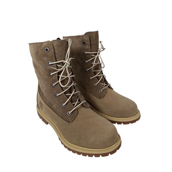 Timberland Roll Top Boots Womens 8 Light Brown Nubuck Warm Lined Fleece WP - Picture 7 of 14
